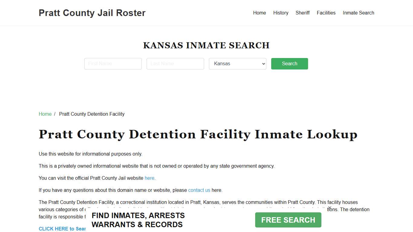 Pratt County Detention Facility Inmates, Pratt, KS, Offender Search